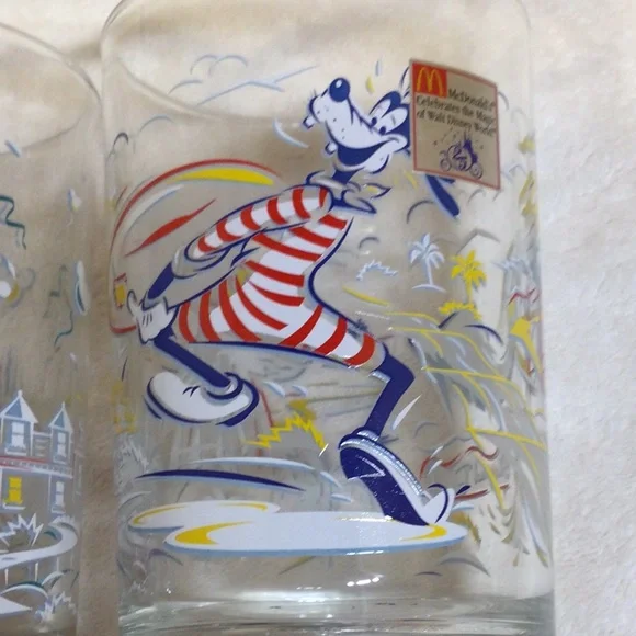 DISNEY McDonalds Anniversary Glasses 4 Count Vintage Mickey Goofy Donald Duck - Picture 5 of 16
